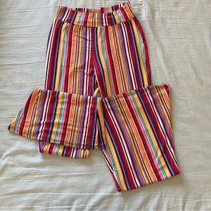 ❌SOLD❌High waisted wide leg bell bottom multicolor striped yoga pants size L